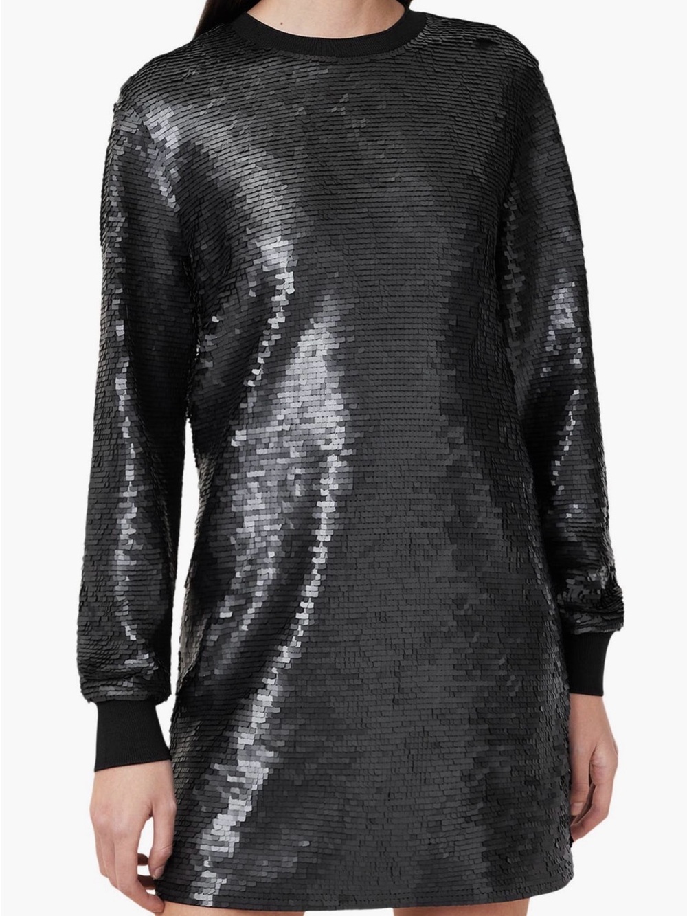 AllSaints Jaya Sequin Long Sleeve Mini Dress